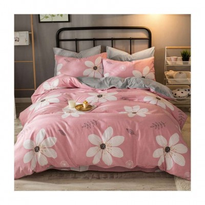 Soft microfiber fabric nordic style flower pink bed sheets of girls room