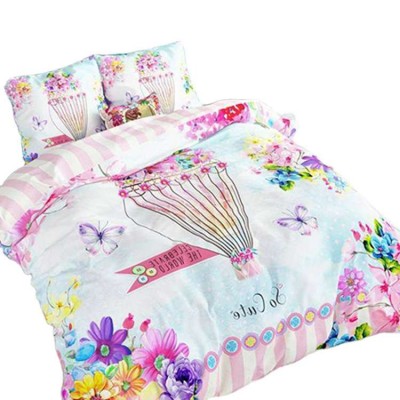 Cute child bed cover set 4pcs cheap white 3d print double bed sheets on sale