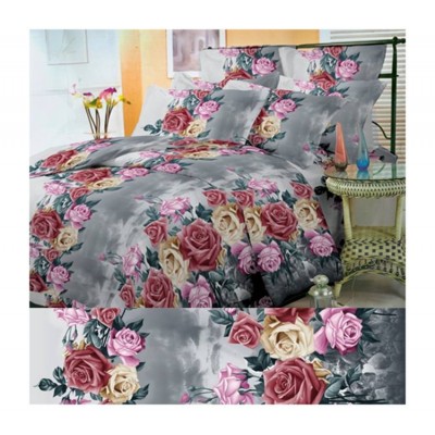 Luxury King Size Microfiber Modern 3d Printed Floral Design Bed Sheet Bedding Set