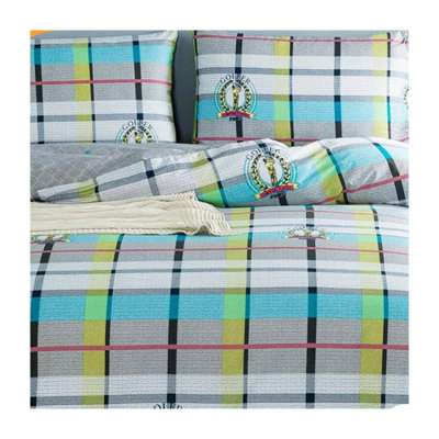 Checked design disperse print fabric for bed sheet changxing 100polyester fabric